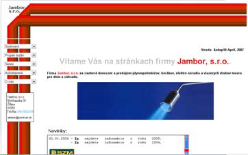 Web stránka firmy Jambor, s.r.o.