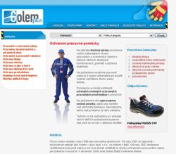 Web stránka firmy GOLEM PLUS